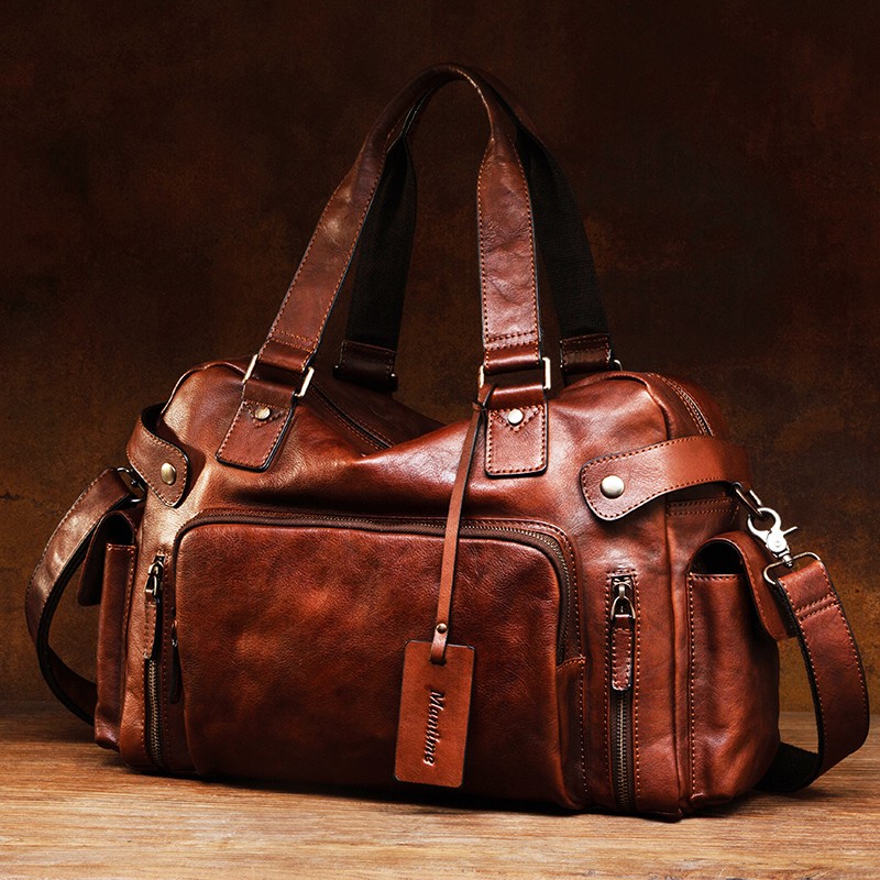Canvas Backpack Casual - Tas Pria Penghapus Kulit Samak Nabati