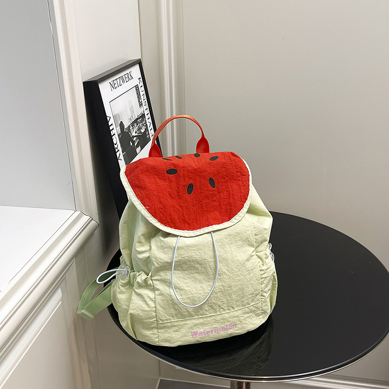 Canvas Backpack Casual - Ransel Kecil Dopamin Gambar Buah Kartun